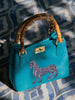 Ortigia Velvet Bamboo Bag - Petrol
