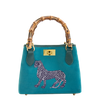 Ortigia Velvet Bamboo Bag - Petrol