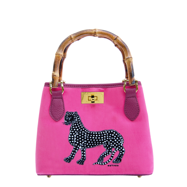Ortigia Velvet Bamboo Bag - Pink