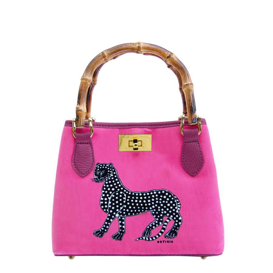 Ortigia Velvet Bamboo Bag - Pink