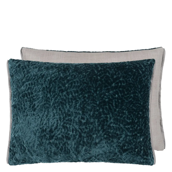 Cartouche Velvet Cushion - Teal