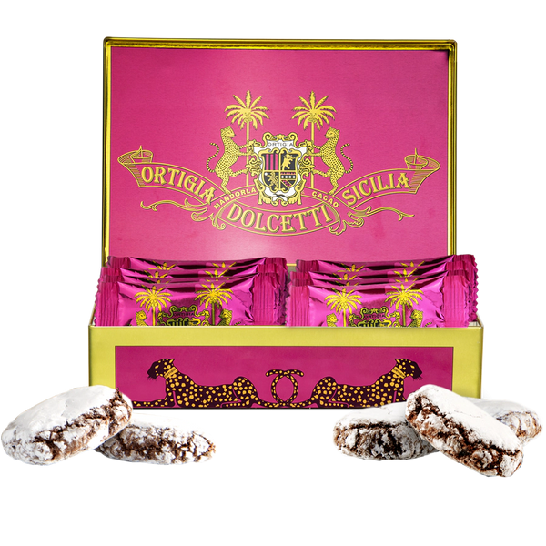 Chocolate Ricciarelli in Pink Tin