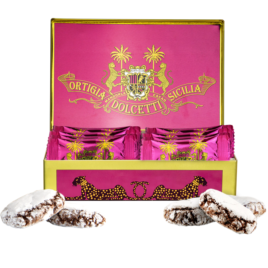 Chocolate Ricciarelli in Pink Tin