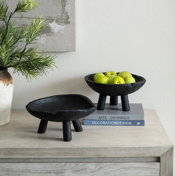 teak black pedestal bowl at details by mr k