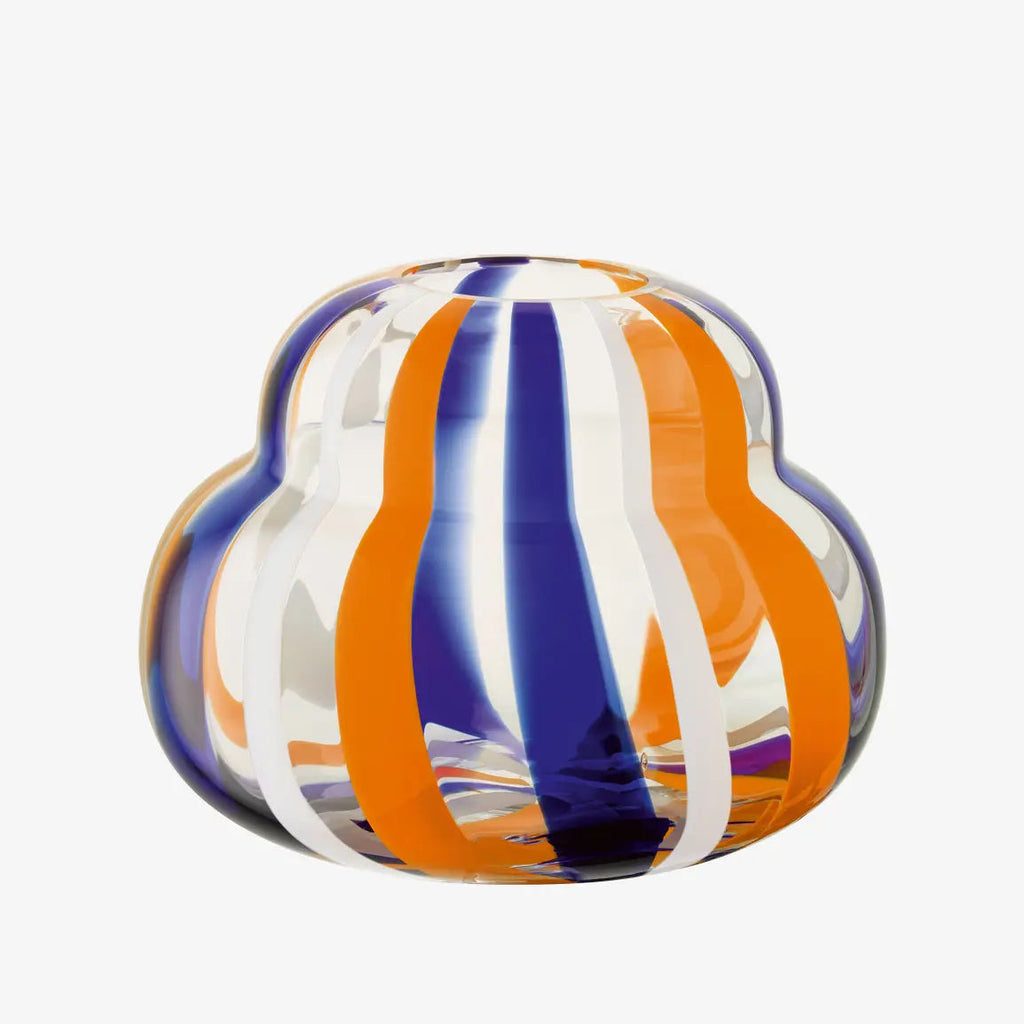 Folk Vase 19 - Blue/Orange/White