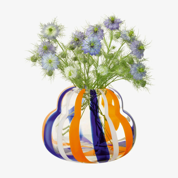 Folk Vase 19 - Blue/Orange/White