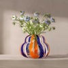 Folk Vase 19 - Blue/Orange/White