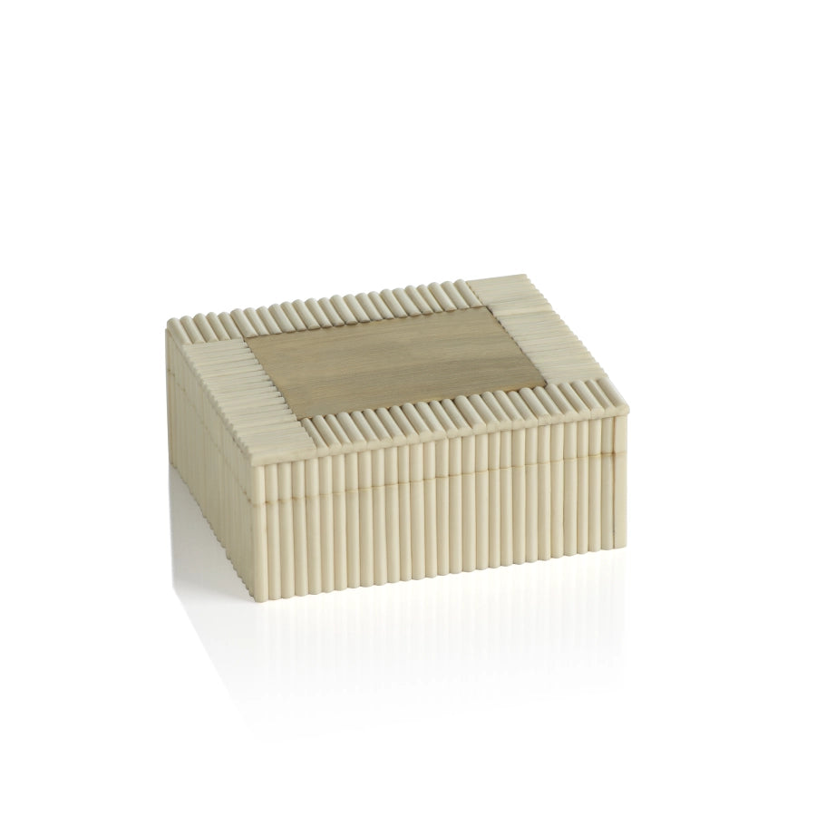 Ribbed Inlay & Brass Box - Off White