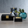 Ribbed Inlay & Brass Box - Black