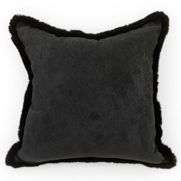 Happy Velvet Cushion - Black