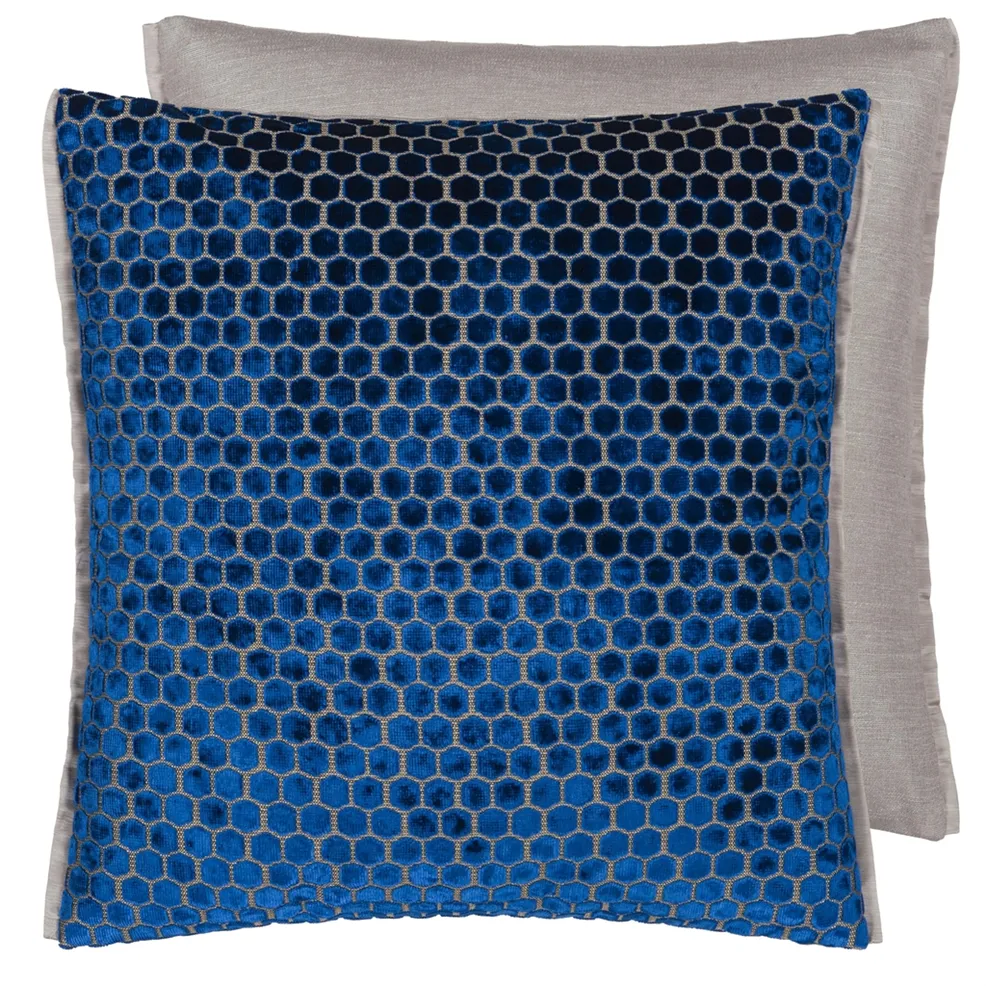 Jabot Velvet Cushion - Cobalt
