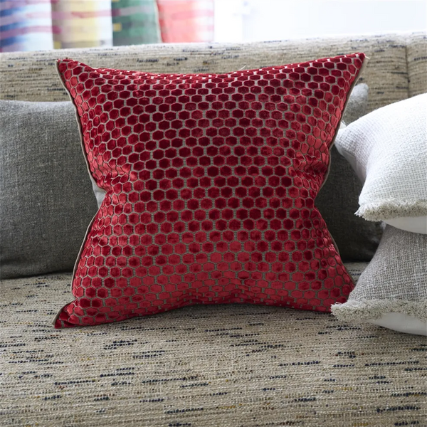 Jabot Velvet Cushion - Pimento