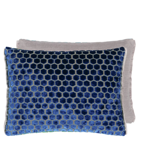 Jabot Velvet Cushion - Cobalt