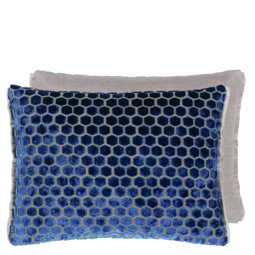 Jabot Velvet Cushion - Cobalt