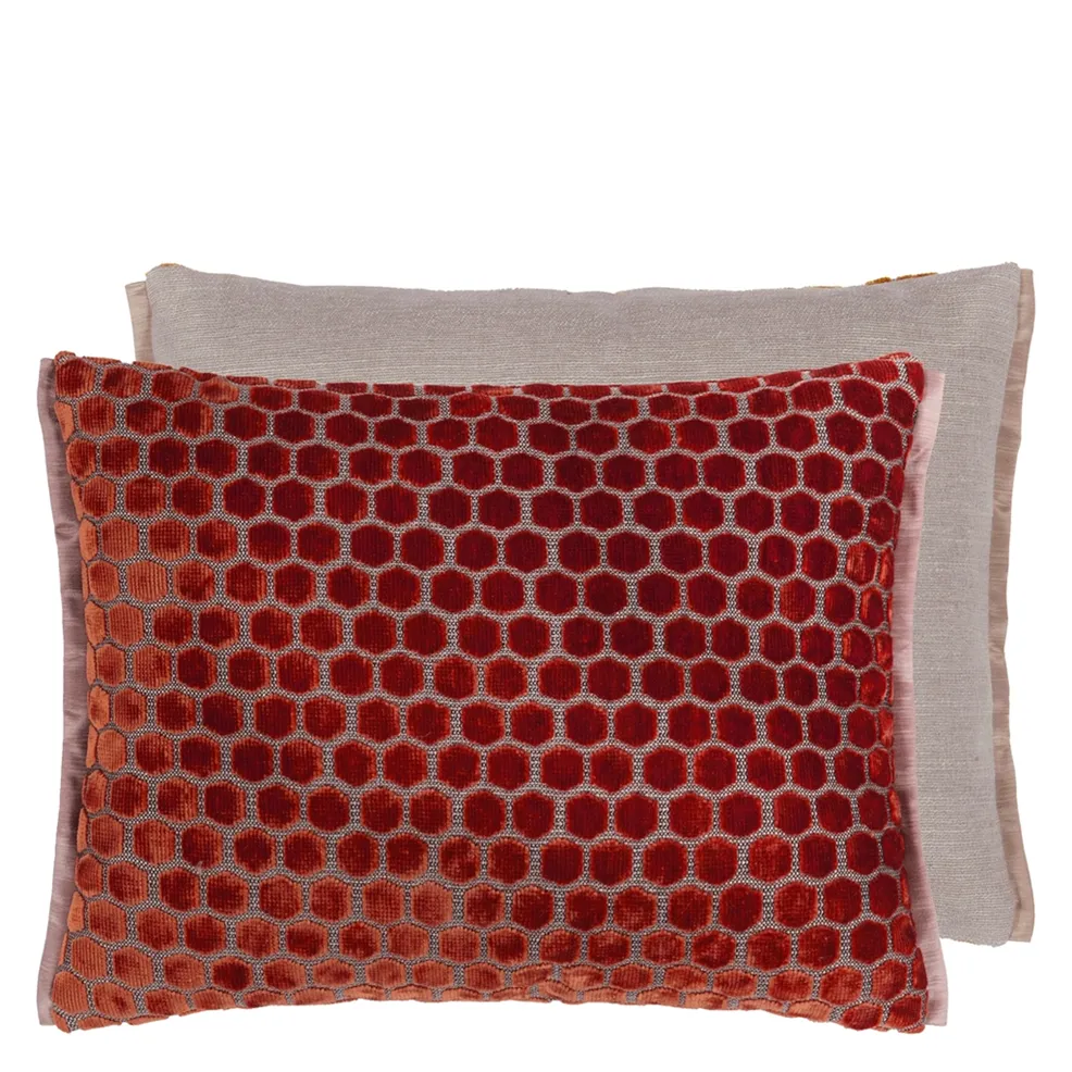 Jabot Velvet Cushion - Pimento