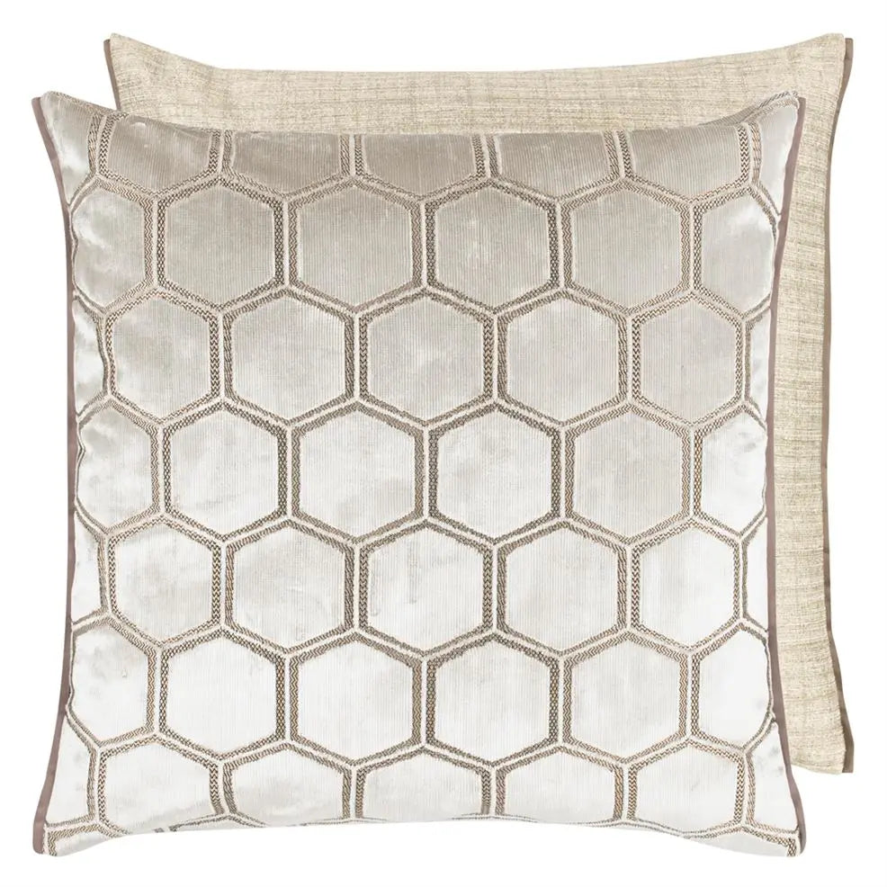 Manipur Velvet Cushion - Oyster