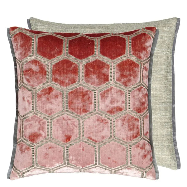Manipur Velvet Cushion - Coral