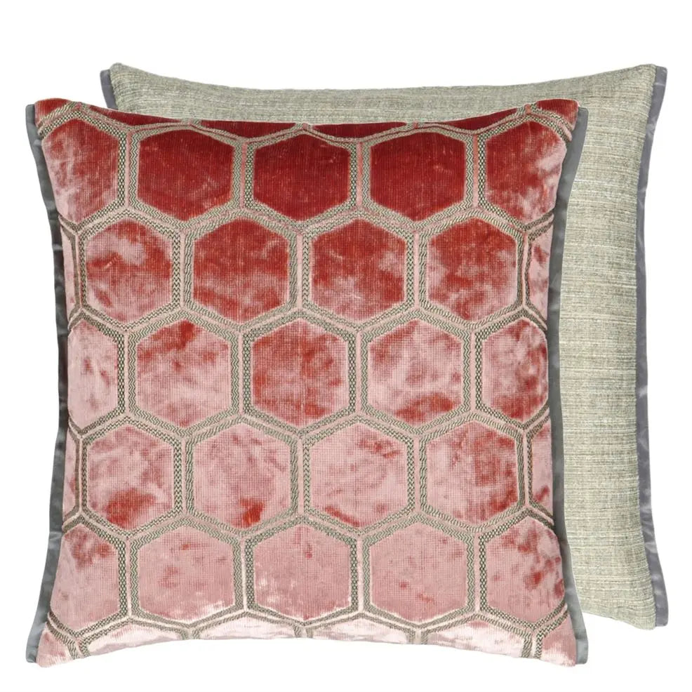 Manipur Velvet Cushion - Coral