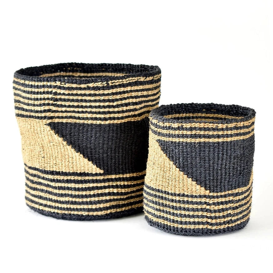 Geo Stripe Sisal Basket - Set of 2