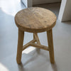 Salvaged Elm Wood Stool - Round