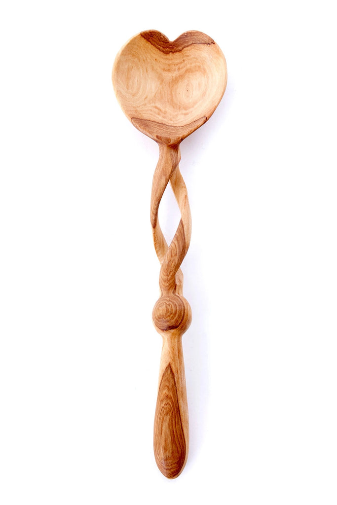 Olive Wood Twisted Handle Spoon