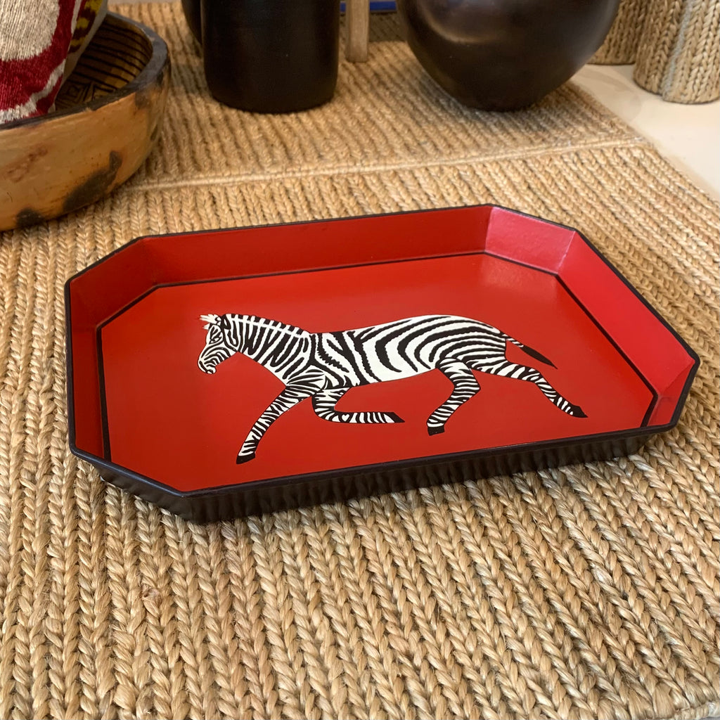 Handpainted Iron Tray - Zebra