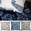 Paisley Linen Cushion - Off White/Blue SALE