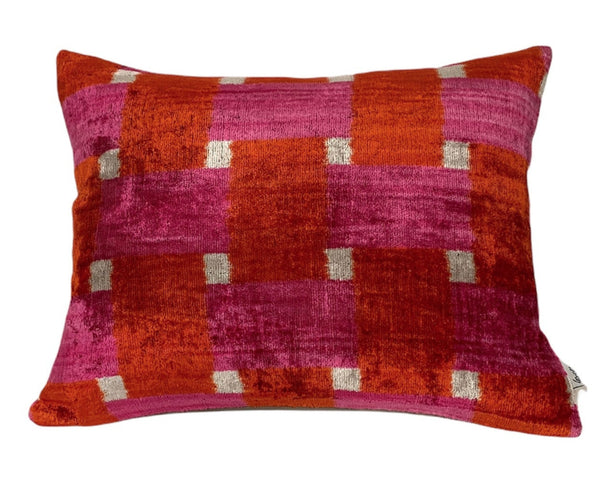 Silk Velvet Cushion N. 575 - Orange + Hot Pink