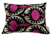Silk Velvet Cushion N. 588 - Black + Magenta
