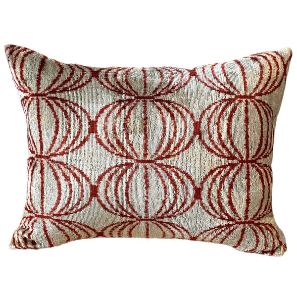 Silk Velvet Cushion N. 624 - Silver + Red