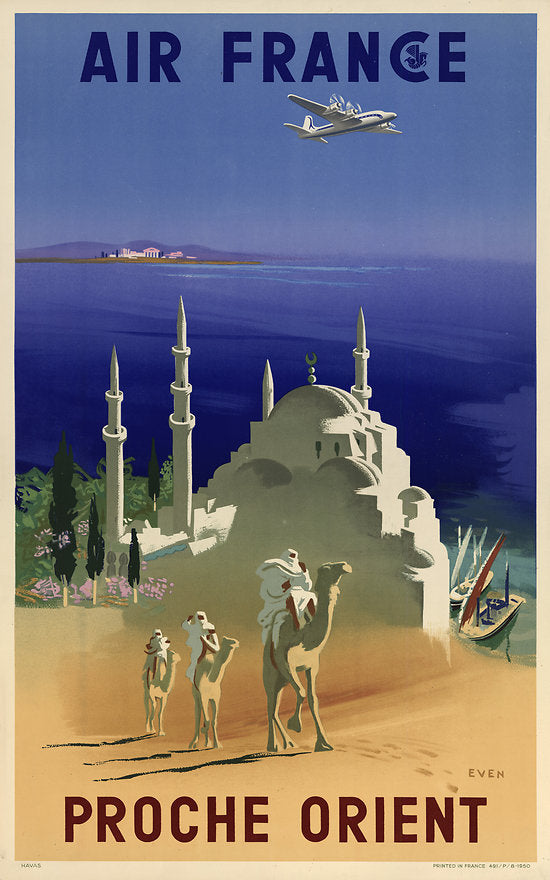 air france vintage travel poster proche orient