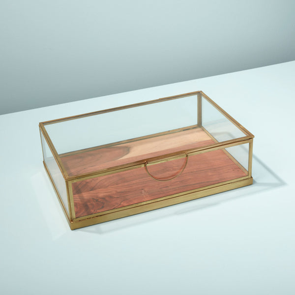 Brass & Wood Glass Display Case