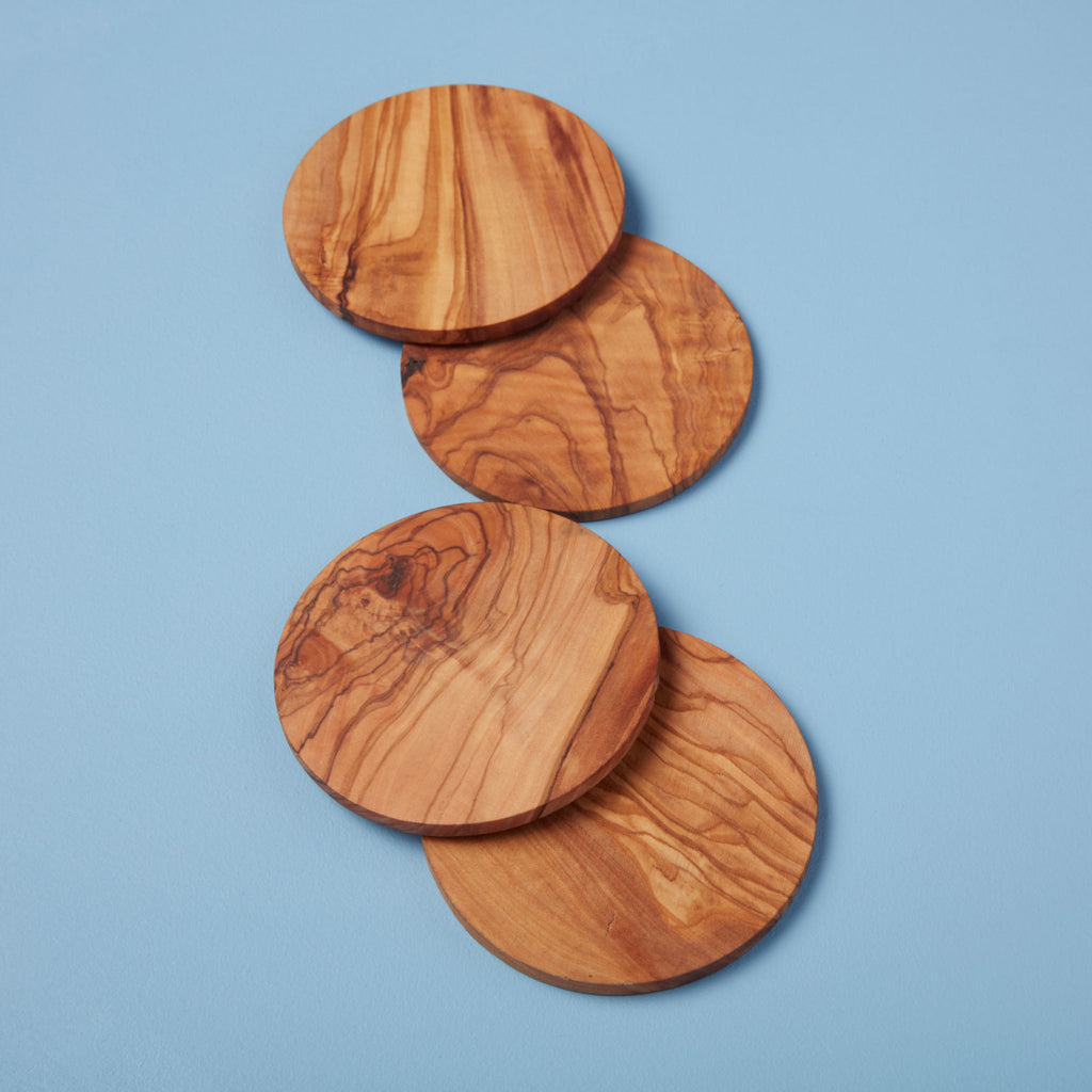 Olive Wood Round Coasters X 4