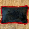 Silk Velvet Cushion - Black + Red SALE