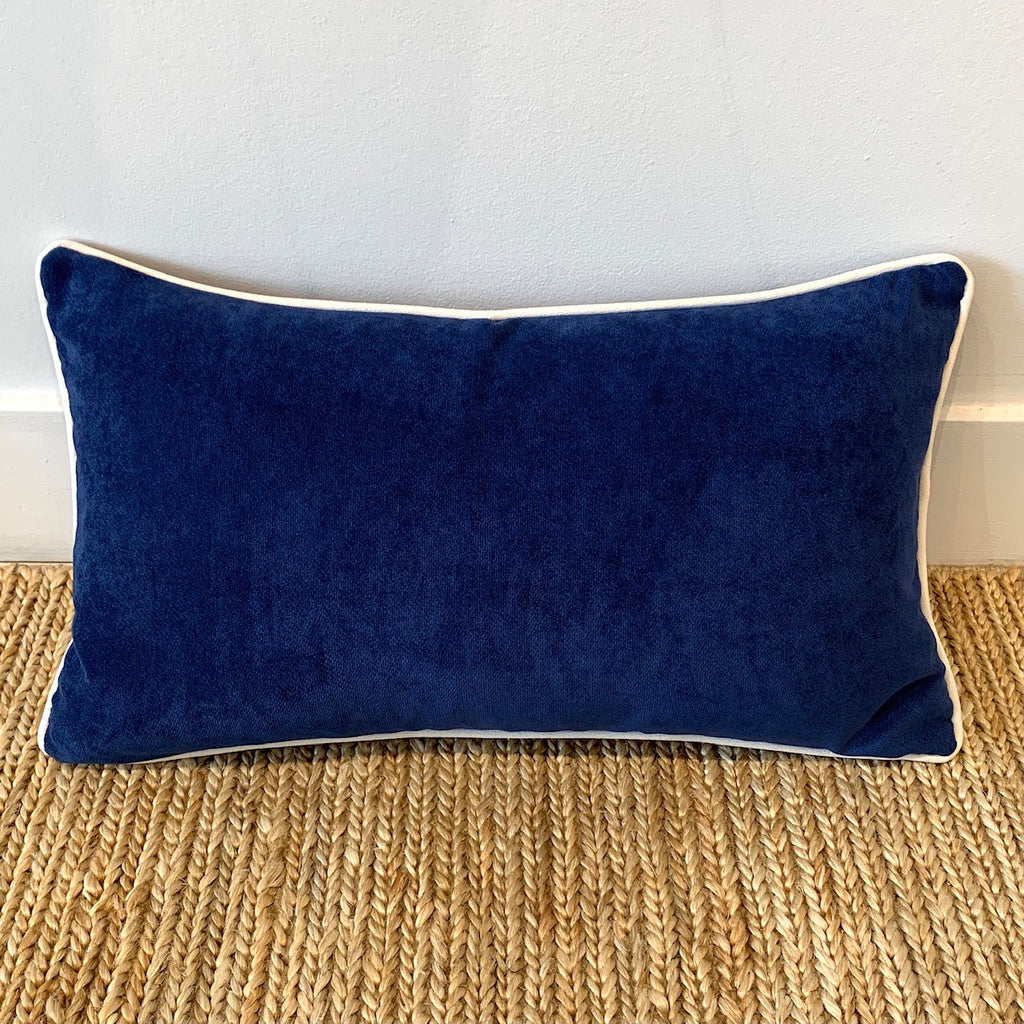 Double Velvet Cushion - Midnight Blue + Ivory