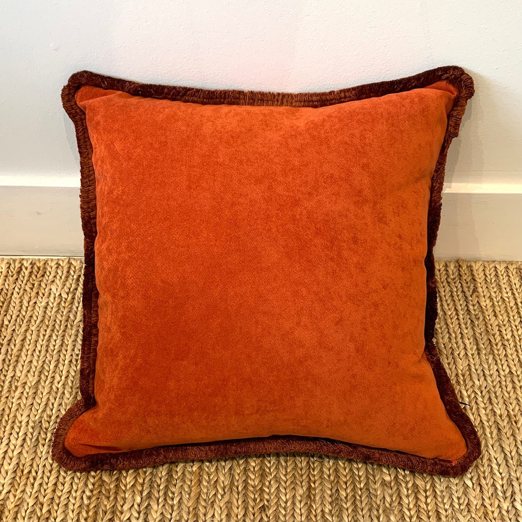 Happy Velvet Cushion - Brick