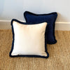 Happy Velvet Cushion - White + Midnight Blue