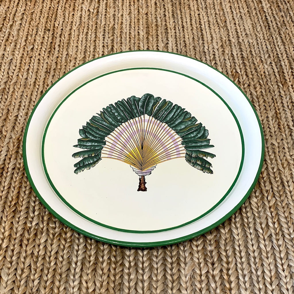 Handpainted Iron Tray - Tropical Leaf