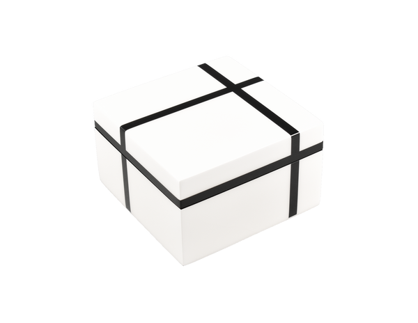 Lacquer Boxes - White / Black Grid