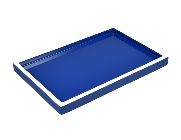 Lacquer Vanity Tray - Blue / White