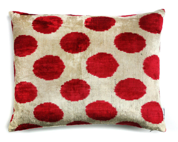 Silk Velvet Pillow N. 301 Red & Light Gold | Les Ottomans