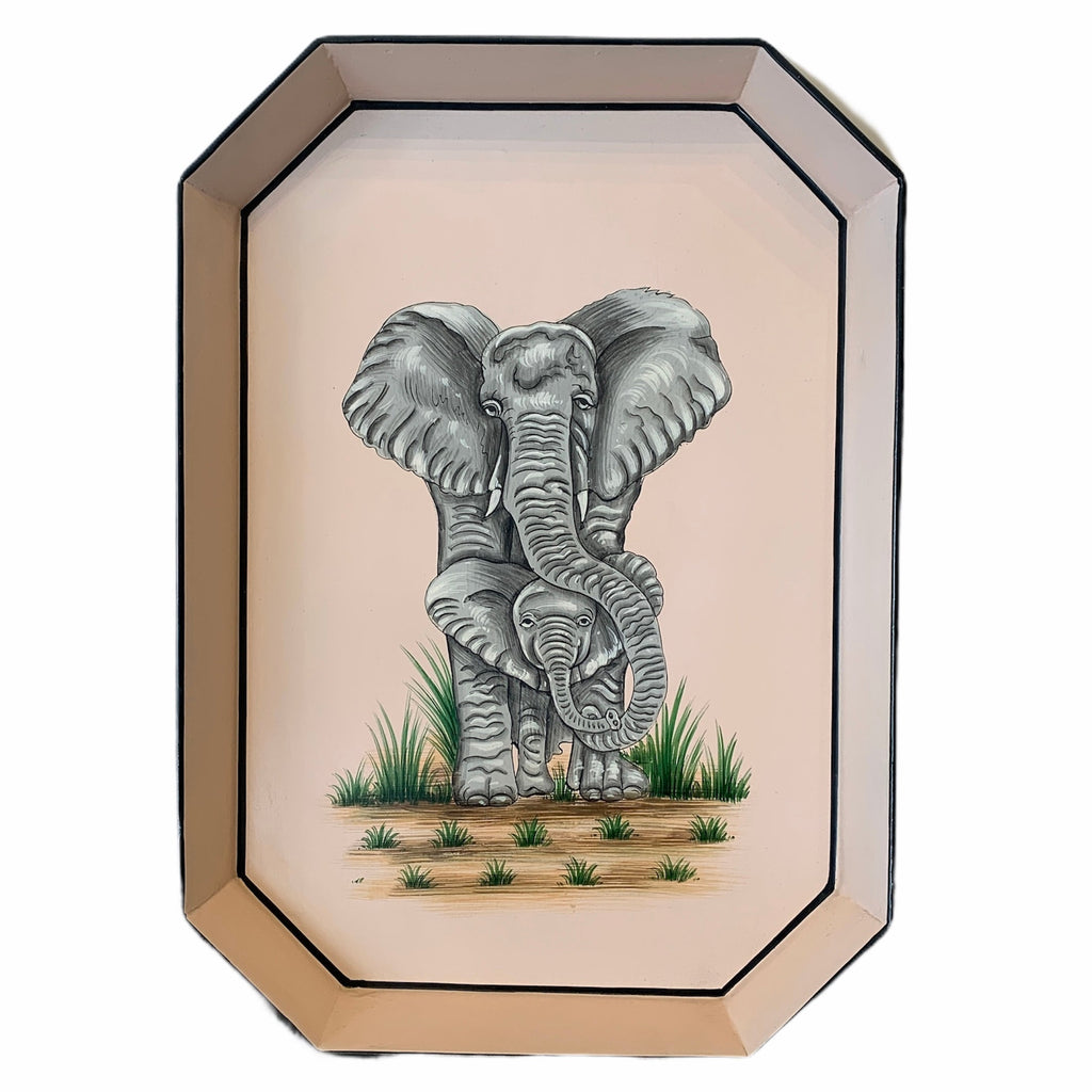 Handpainted Iron Tray - Elephant + Baby