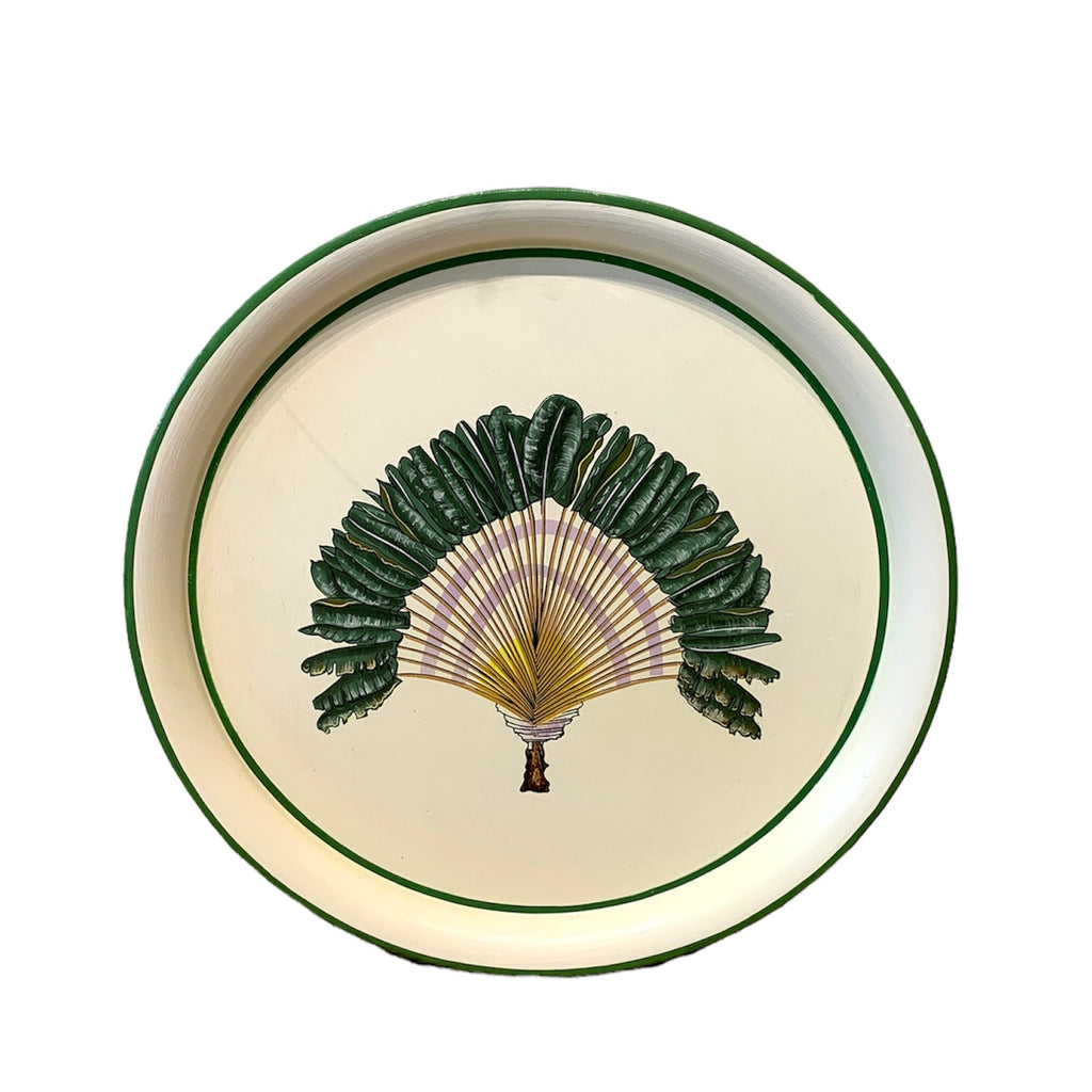 Handpainted Iron Tray - Tropical Leaf