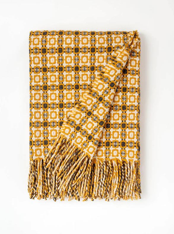 vintage throw yellow details by mr k