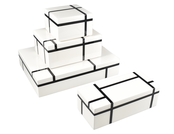 Lacquer Boxes - White Grid
