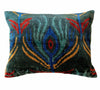 Silk Velvet Cushion N. 505 - Green + Blue