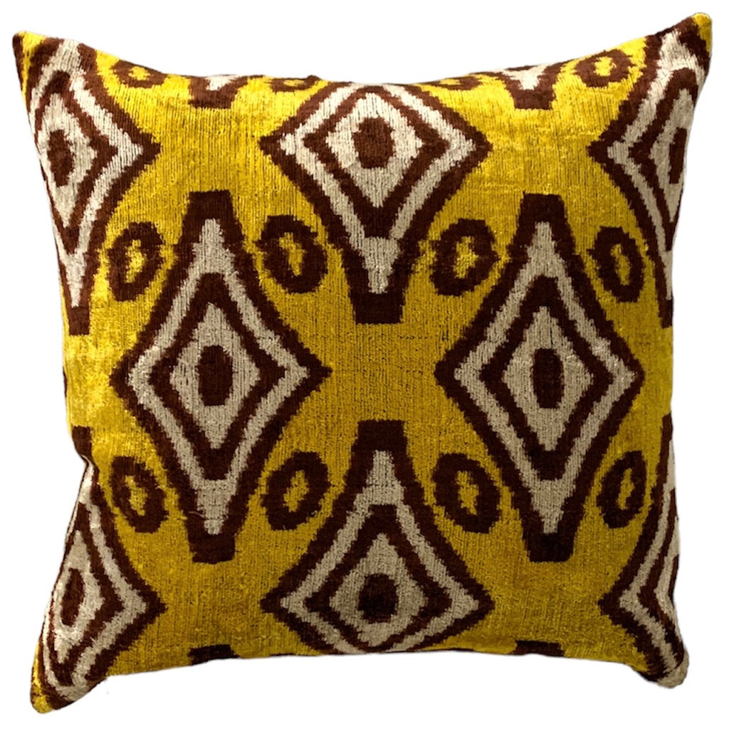 Silk Velvet Cushion N. E17 - Yellow