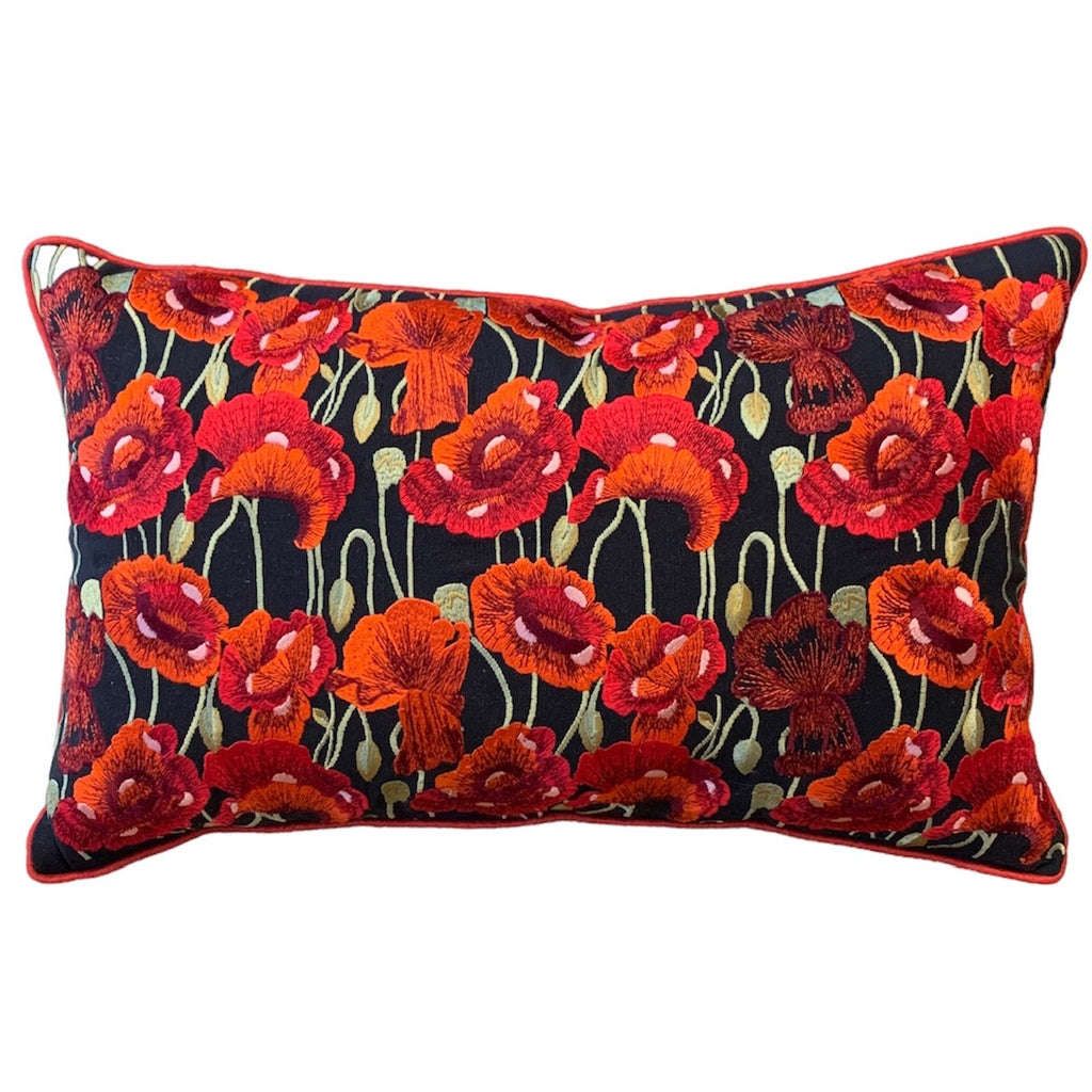 tropical floral embroidered pillow at details by mr k