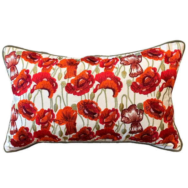 Tropical Floral Emb. Cushion - Off White SALE